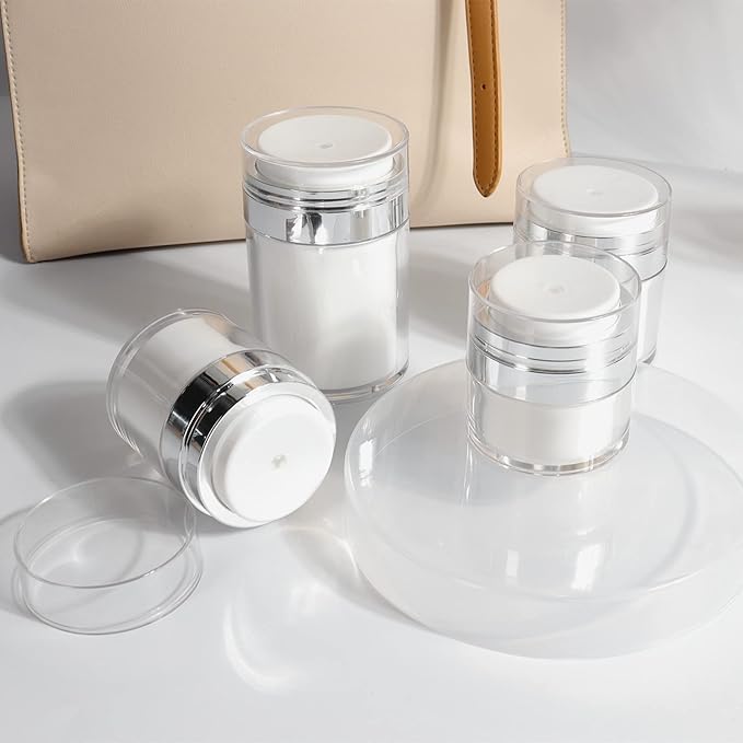 Airless Pump Jar - 1.0 Oz Air Pumps Container, Pump Moisturizer Container Empty Subpackage Makeup Jar Vacuum Bottle Dispenser