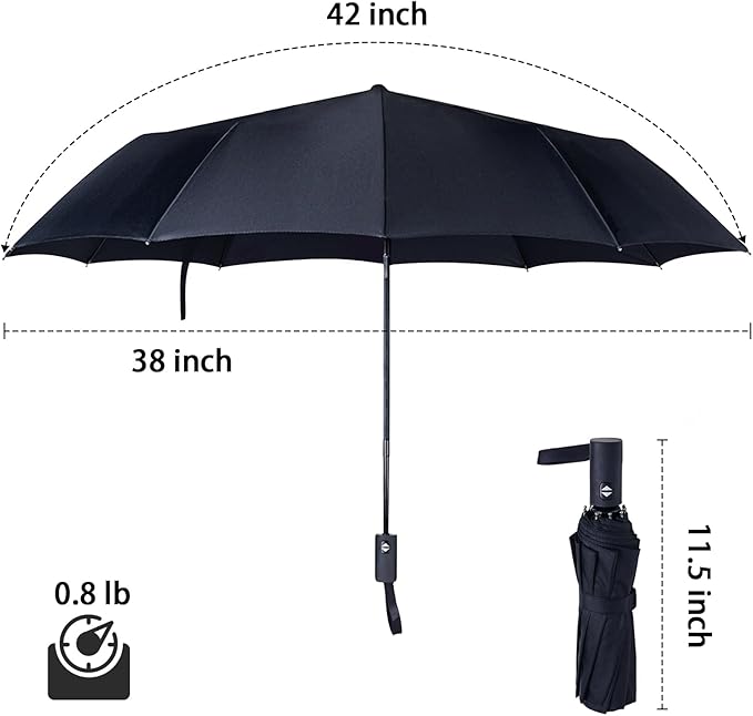 NPCQUN Travel Essentials Umbrella Windproof Compact Collapsible Light, Automatic, Strong and Portable, Wind Resistant Folding Small Umbrella for Rain
