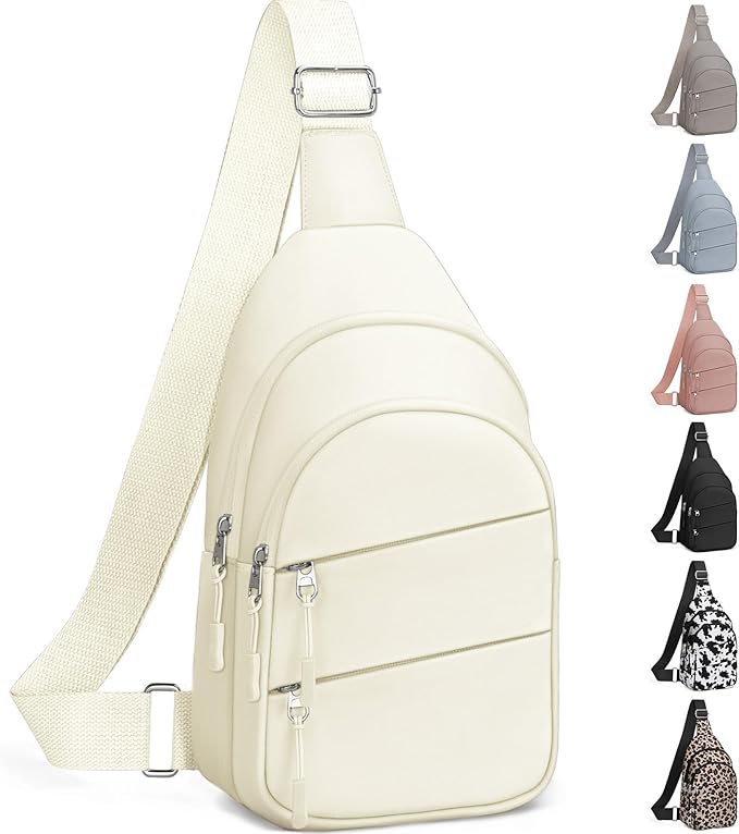 Tuwubi Crossbody Bags for Women, Sling Bag for Men, Small Hiking Backpack Anti Theft Lightweight for Outdoors Travel (M, Beige)
