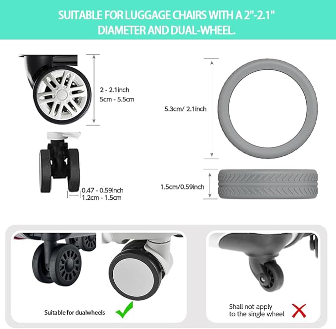 TUCANA Silicone Luggage Wheel Covers for Suitcases or Office Chair Caster, Elastic, Mute and Shockproof (Green)