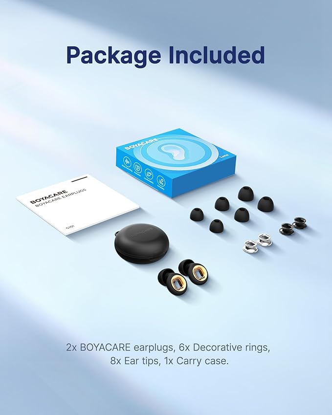 Ear Plugs for Sleeping Noise Cancelling, 45dB Reusable Earplugs for Noise Reduction, Hearing Protection Ear Plugs with 8 Ear Tips, Soft Silicone Earplugs for Sleep, Concerts, Snoring, Study (Black)