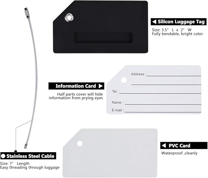 5Pack Silicone Luggage Tag with Name ID Card Perfect to Quickly Spot Luggage Suitcase by Ovener