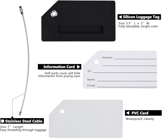 Silicone Luggage Tag with Name ID Card Perfect to Quickly Spot Luggage Suitcase