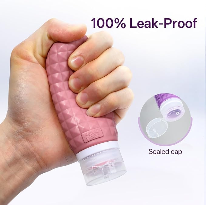 Travel Bottles for Toiletries, TSA Approved Travel Size Containers, Leak Proof Silicone Shampoo Bottles, Small Toiletry Containers with Bag for Shampoo Conditioner Lotion