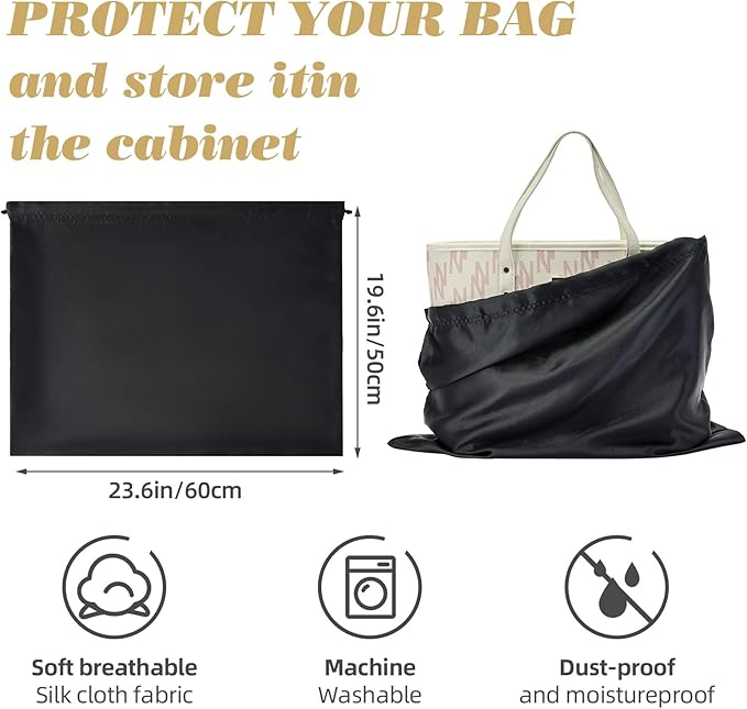 3 Pack Dust Bags for Purses and Handbags，Silk Purse Dust Bags for Storage， With Drawstring Large Dust Bags for Handbag， Dust Covers for Purse Shoes Boots