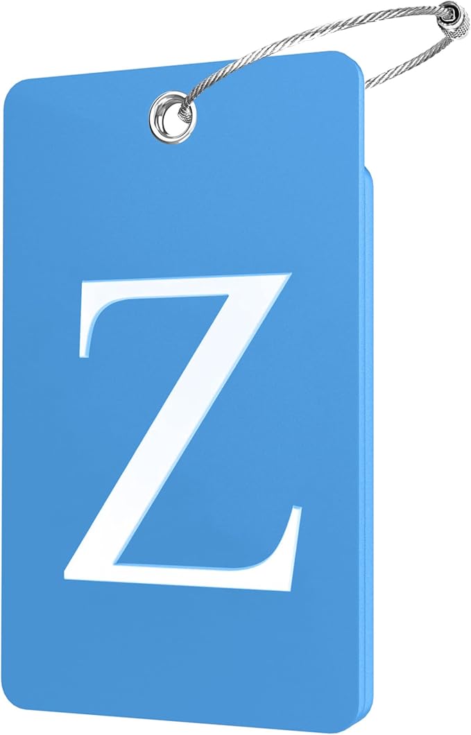 Gostwo 2 Pack Luggage Tags for Suitcases, 26 Initial Letter Travel Luggage Baggage Identification Labels ID Tag Fully Bendable Tags with Stainless Steel Loop (Blue) (Letter Z)