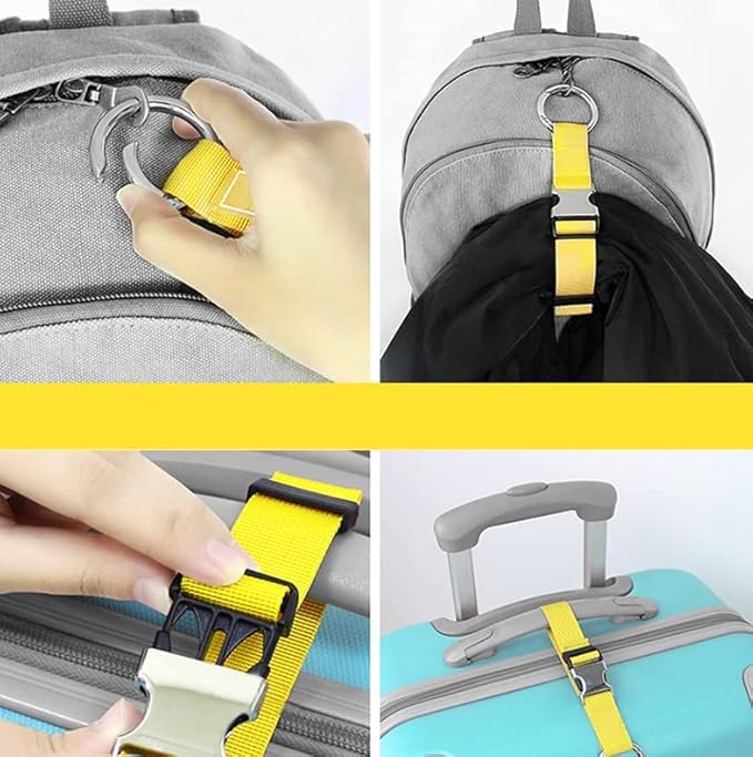 2PCS Heavy Duty Add a Bag Luggage Strap Jacket Gripper,Carry-on Baggage Suitcase Straps Belts Travel Accessories