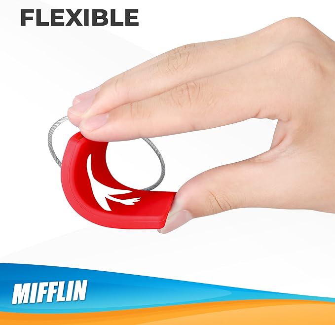 Mifflin-USA Silicone Luggage Tags (Red, 2 Pack) with Plane Embedded Design & Name ID Card; Bright Colors to Quickly Find Your Bag