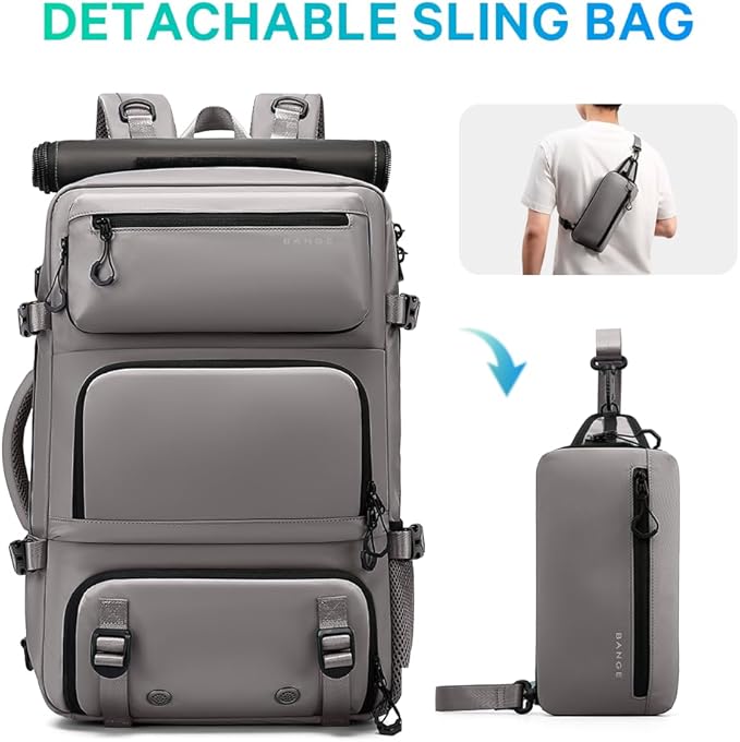 FUTURE AESTHEICS Travel backpack Carry-on Travel Backpack For Women Men Flight Approved Business Weekender Overnight Waterproof Daypack (Grey)