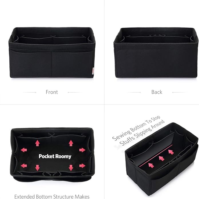 ZTUJO Felt Purse Organizer, Multi Pocket Bag in Bag Organizer For Tote & Handbag Shaper, Speedy 30, Speedy 35 and Speedy 40