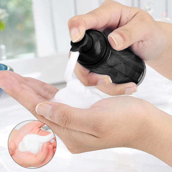2oz Foam Bottle (10PCS) Empty Foaming Pump Dispenser for Hand Soap, Lash Cleanser, Shampoo to Travel (60ml, Black)
