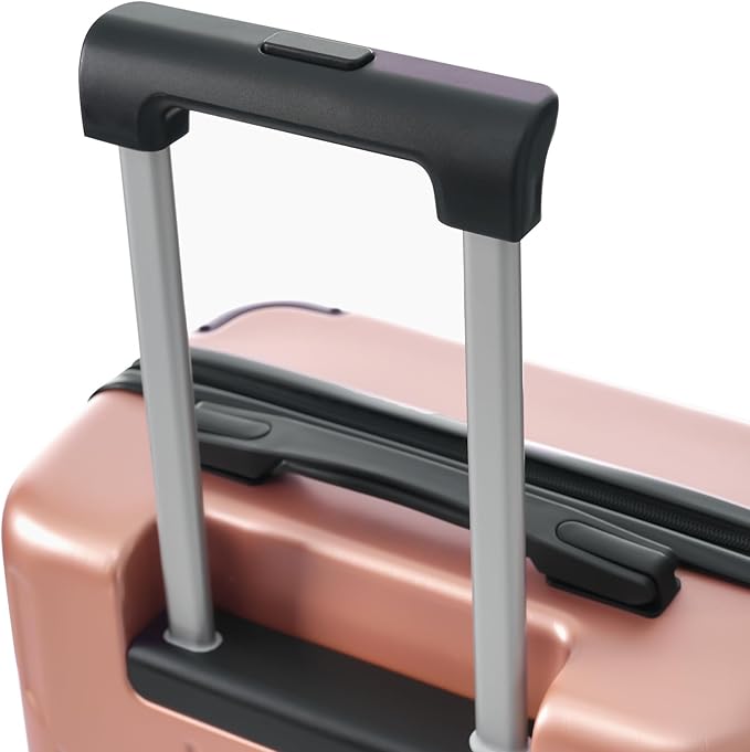 28 Inch Checked-Large Luggage, Lightweight ABS Hard Shell Suitcase with Spinner Wheels, Expandable Travel Luggage with Combination Lock & Side Hooks for Men Women (Rose Pink, 20)