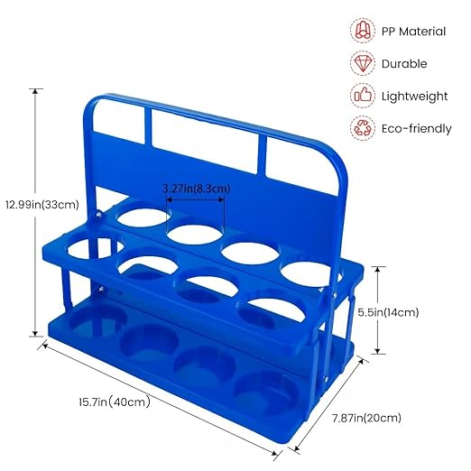 Bodaon 8 Cup Drink Carrier with Handle, Plastic Cup Carriers for Drinks, Drink Holder for Car, Take Out Delivery Drivers Accessories, Portable Foldable Reusable Mobile, Use for Food Delivery Bag, Blue