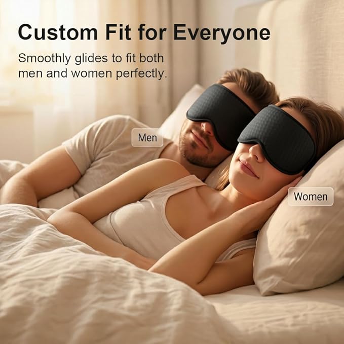 Blackout Weighted Eye Mask for Sleeping: 3D Contoured Gentle-Pressure Sleep Mask for Men & Women - Airplane Travel & Night Shift Essentials, Zero Eye Pressure, Breathable Blindfold, Black