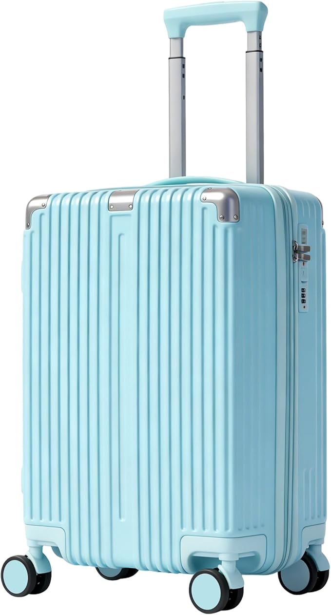 20 Inch Carry On Luggage with Spinner Wheels,PC Expandable Hard Shell Suitcase with USB Port,Lightweight Travel Luggage Airline Approved for Men Women (Mint blue)