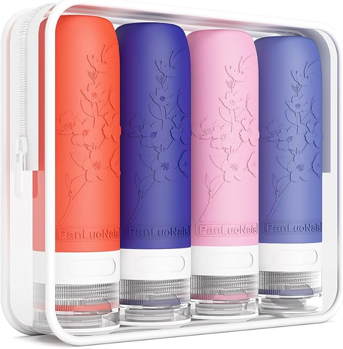 TSA Approved Silicone Travel Bottles Set, Leak-Proof Containers for Toiletries, Travel Size Essentials for Airplane & Vacation (Blue)