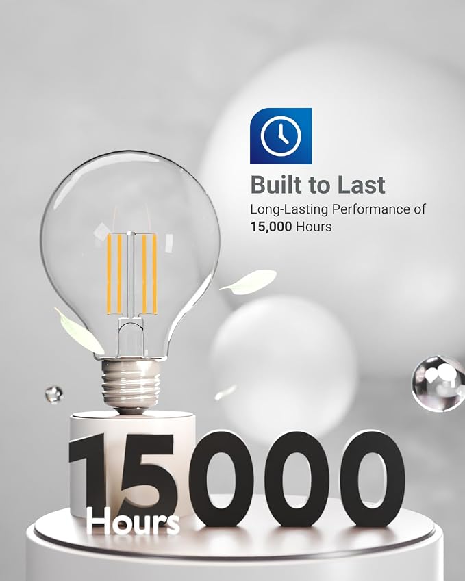 Sunco 10 Pack G25 LED Light Bulb, Globe, E26, 5W=60W, 2700K Soft White | 500LM, CRI80, Dimmable, Edison Vintage Filament, Medium Base, Lamp, Pendant, Chandelier, Indoor/Outdoor Lighting, Wet Rated