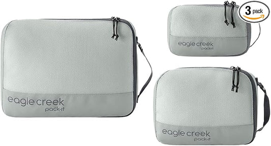 Eagle Creek Pack-It Reveal Cube Set - Packing Cubes for Compartmentalizing Luggage - Durable - Ultra-Lightweight - Water-Resistant - Easy Grab Zipper Pull - Mesh Windows - Storm Grey - XS/S/M