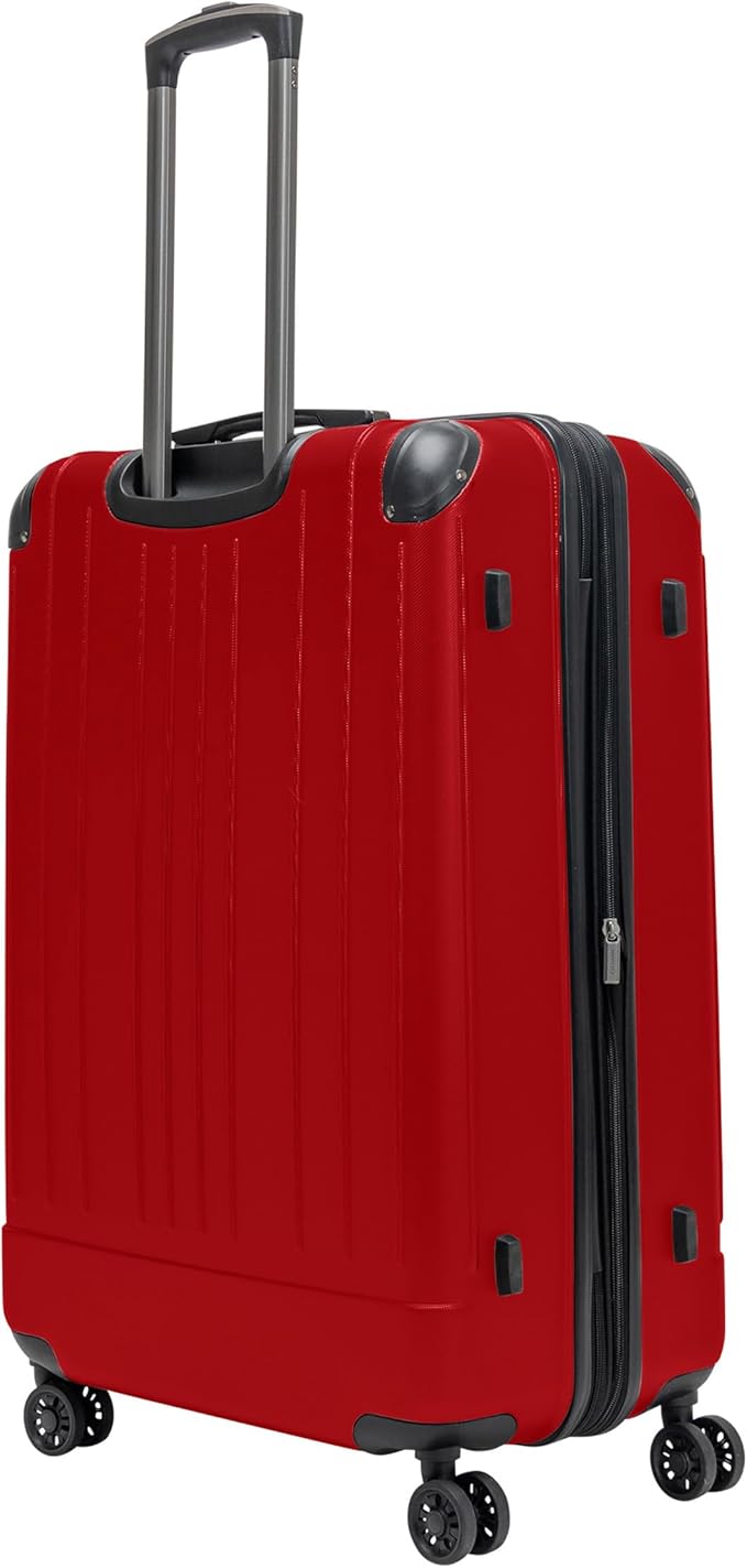 Flying Axis Collection Lightweight Hardside Expandable 8-Wheel Spinner Luggage, Cherry Red, 28-Inch Checked