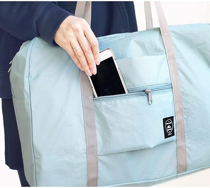 Foldable Travel Duffel Bag 2PCS Tote Carry on Luggage Bag Spirit Airlines Personal item Sports Gym Bag Water Resistant Weekender Overnight Bags for Women and Men (Green+Blue)