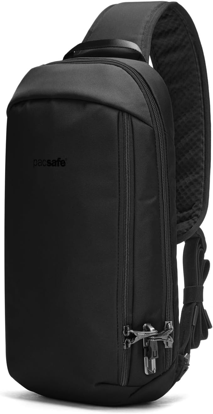 Pacsafe Vibe 325 10 Liter Anti Theft Sling Bag/Crossbody-Fits 13 inch Laptop Casual Daypack, Black, One Size