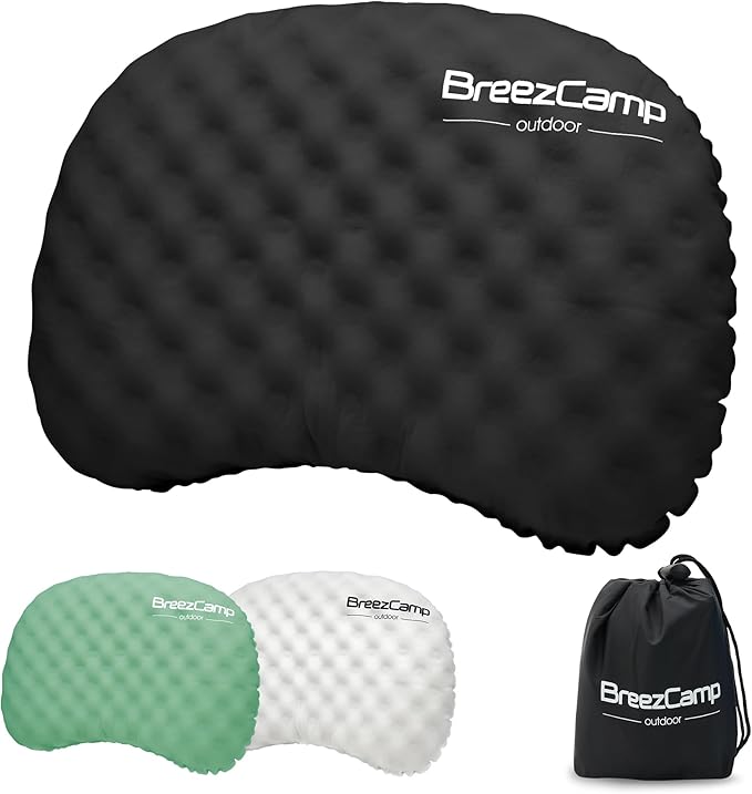 Ultralight Inflatable Camping Pillow with Soft Cover, Compact Compressible Portable Travel Air Pillow, Blow Up Camp Pillows for Outdoor Camp Sport Hiking Backpacking Travel Essential Black