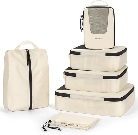 BAGSMART Compression Packing Cubes for Travel, 6/5/4set Lightweight Packing Organizers, Summer Travel Essentials Suitcase Organizer Bags Set