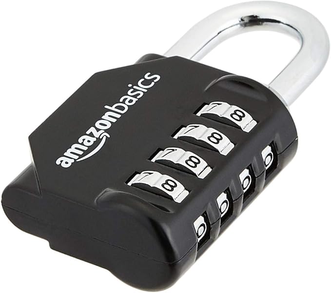 Amazon Basics 4-Digit Combination Lock, Black, 2-Pack