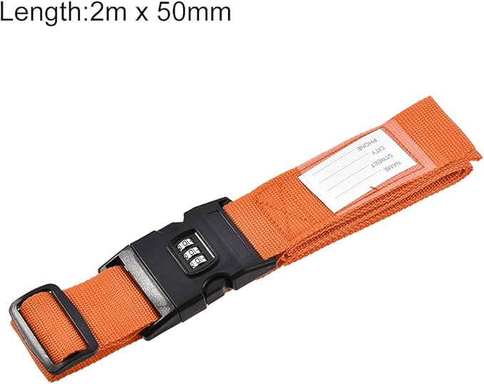 uxcell Luggage Straps Suitcase Belts with Buckle, Combination Lock, 2Mx5cm Adjustable PP Travel Packing Accessories, Orange 2Pcs