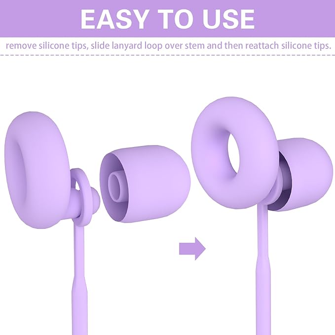 Earplug Lanyard [2 pcs] with Magnetic Tug-Resistant Safety Cord, Flexible Silicone Lanyard with Most Earplugs with Removable Tips Compatible(Light Purple)