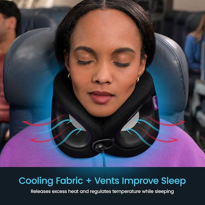 Cabeau Evolution X Travel Essential Neck Pillow - Memory Foam Body Positioner - Perfectly Contours to 11-21 Inch Necks - Three Ways to Adjust for Ultimate Comfort on Long Flights - Diamond
