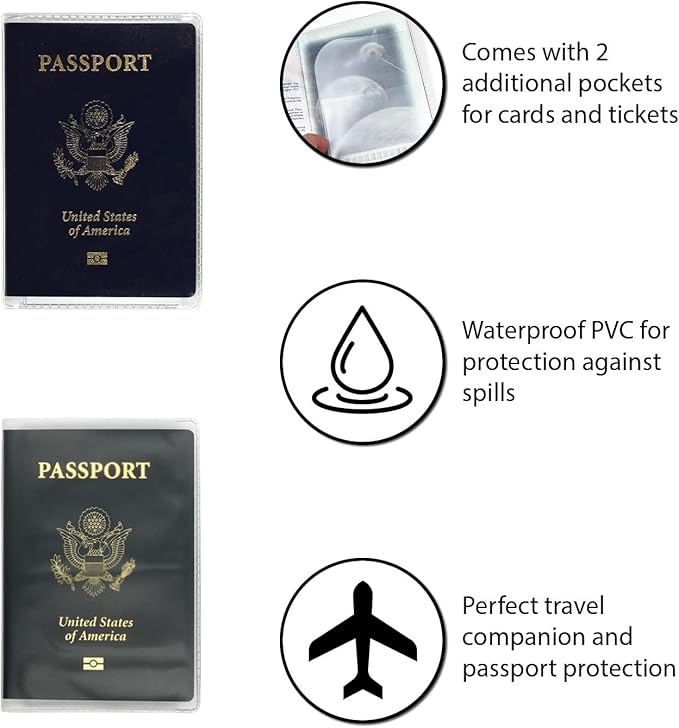 Frosted Passport Cover Plastic Passport Protector Vinyl ID Card Protector Case Holder Travel Pack of 6