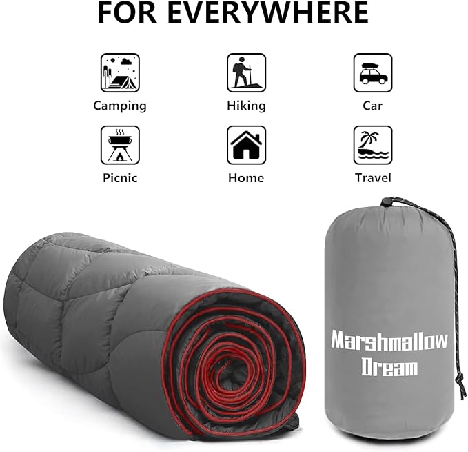 Camping Blanket, Puffy Blanket Lightweight Windproof Water Resistant for Outdoors,Hiking, Backpacking,Beach,Car,Picnic,Stadium