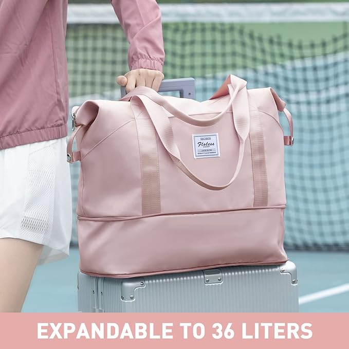 Travel Duffel Bag, Sports Tote Gym Bag, Shoulder Weekender Overnight Bag for Women