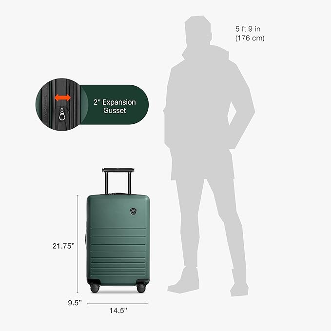 Traveler's Choice Markham Hardside Expandable Luggage with Double Spinner Wheels, Carry-On 21-Inch Suitcase, TSA Lock, 21-Inch, Green