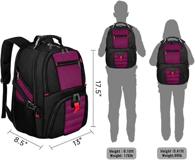 YOREPEK Large Backpack for Men, Extra Large Laptop Backpacks for Men Women, Water Resistant Travel Backpack Airline Approved Business Work Bag Fits 17 Inch Computer, Black