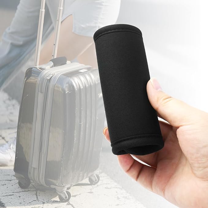 4 Pcs Neoprene Luggage Handle Wrap for Suitcase Luggage Tags Identifiers Bulk Luggage Handle Wrap Luggage Tag Wraps Travel Accessories (Black)