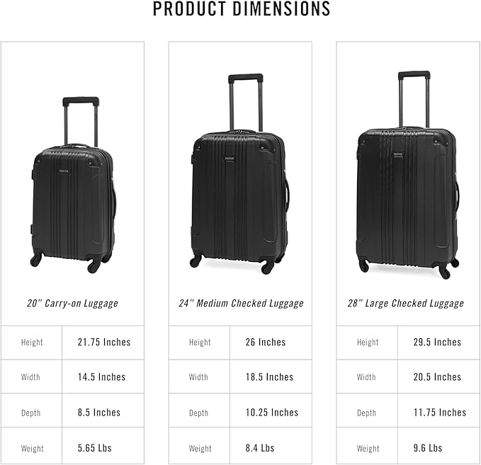 Kenneth Cole REACTION Out of Bounds Lightweight Hardshell 4-Wheel Spinner Luggage, Charcoal, 20-Inch Carry On
