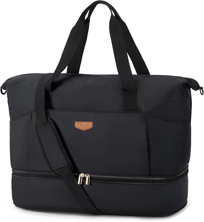 Missnine Weekender Bag for Women, Foldie Travel Bag Expandable with Shoes Compartment Travel Duffel 50L Carry on Overnight Gym