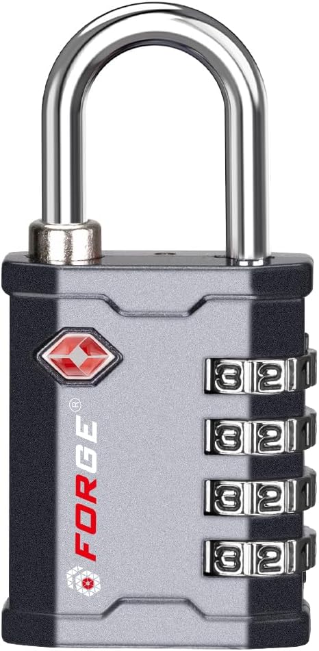 FORGE 4 Digit TSA Approved Combination Lock, Tool Box and Case Lock, Combination Padlock for Travel, Gym, Home, Office. Grey 2 Locks.