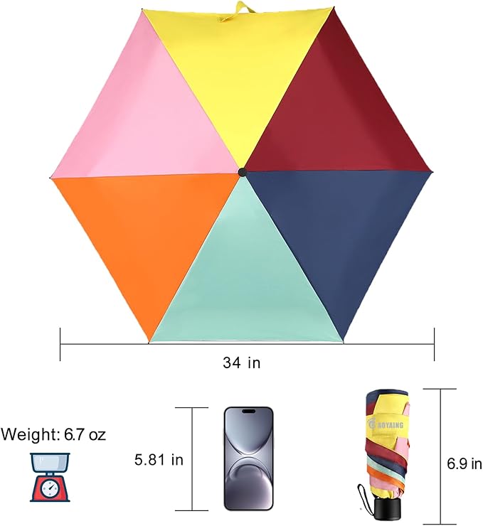 GAOYAING Compact Travel Umbrella with Case Sun&Rain Lightweight Small and Compact Suit for Pocket
