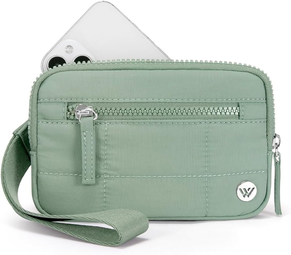 WESTBRONCO Wristlet Wallets for Women – RFID Blocking Quilted Nylon Phone Wallet, Card Holder Purse for Travel & Everyday Use