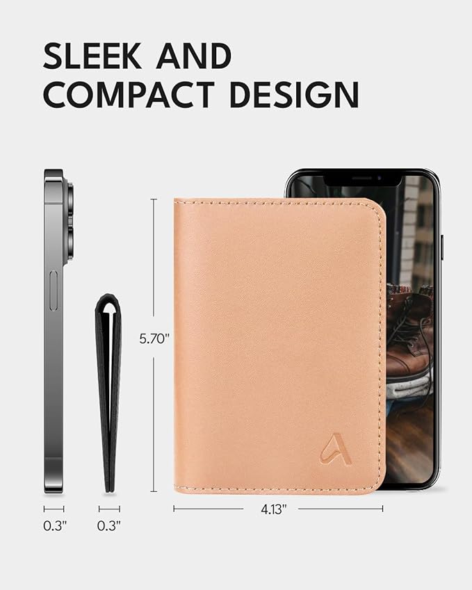 ALLIVE Passport Holder for Travel, Genuine Leather Passport Holder Women Men,Passport Cover,Travel Wallet Must Haves Airport Essentials Travel Gifts Beige
