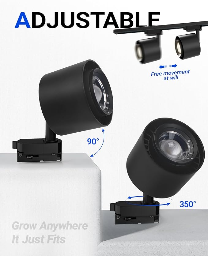 Barrina TR40C Track Grow Lamp, 3 x 40W, 4000K, Adjustable Beam Angle, Black | 15°-60° Beam Focus, H-Type Plant Light Bulbs for House Plants, Ceiling Mount Full Spectrum Grow Lamp with Timer, High PPFD