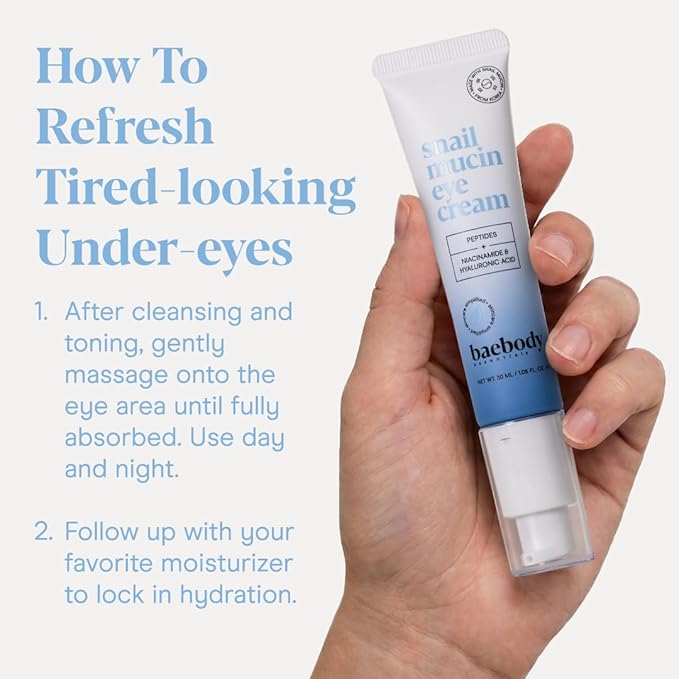 Baebody Snail Mucin Eye Cream (30 ml/1.06 fl oz) - Anti-Aging Korean Eye Cream for Dark Circles and Dry Skin - Snail Mucin Serum with Peptides and Hyaluronic Acid