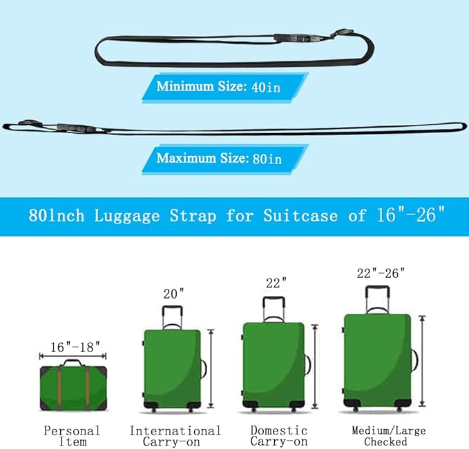 2Pcs Luggage Straps for Suitcase Travel Accessories TSA Approved, 80In Long Belts to Keep Your Suitcase Secure, Adjustable Bag Straps with Quick-Release Buckle for Travel Bag Closure, Brown