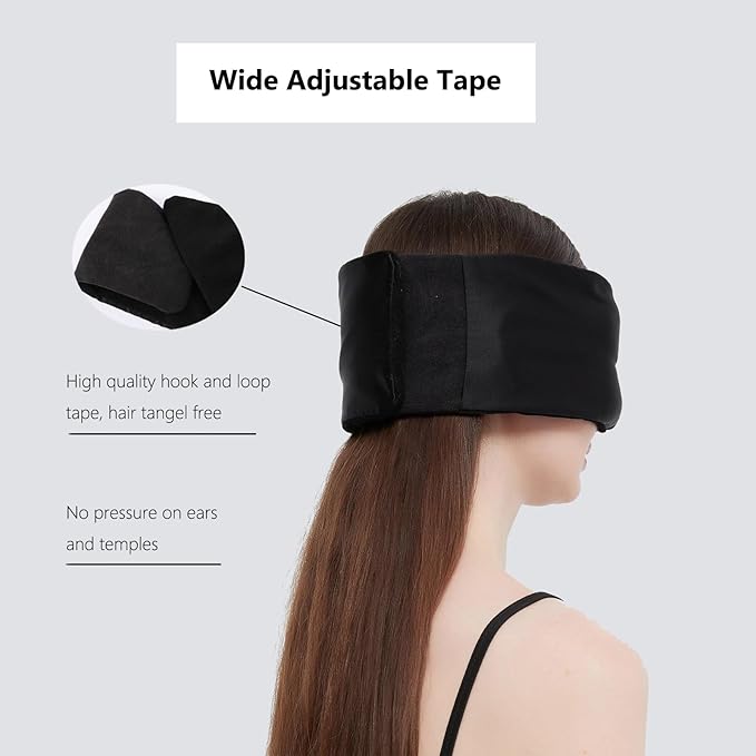 Weighted Facemask Silk ALASKA BEAR Eye Mask for Sleeping, Wraparound Style Compression, Wide Headband and Large Ear Coverage, Microwavable Beads Filled