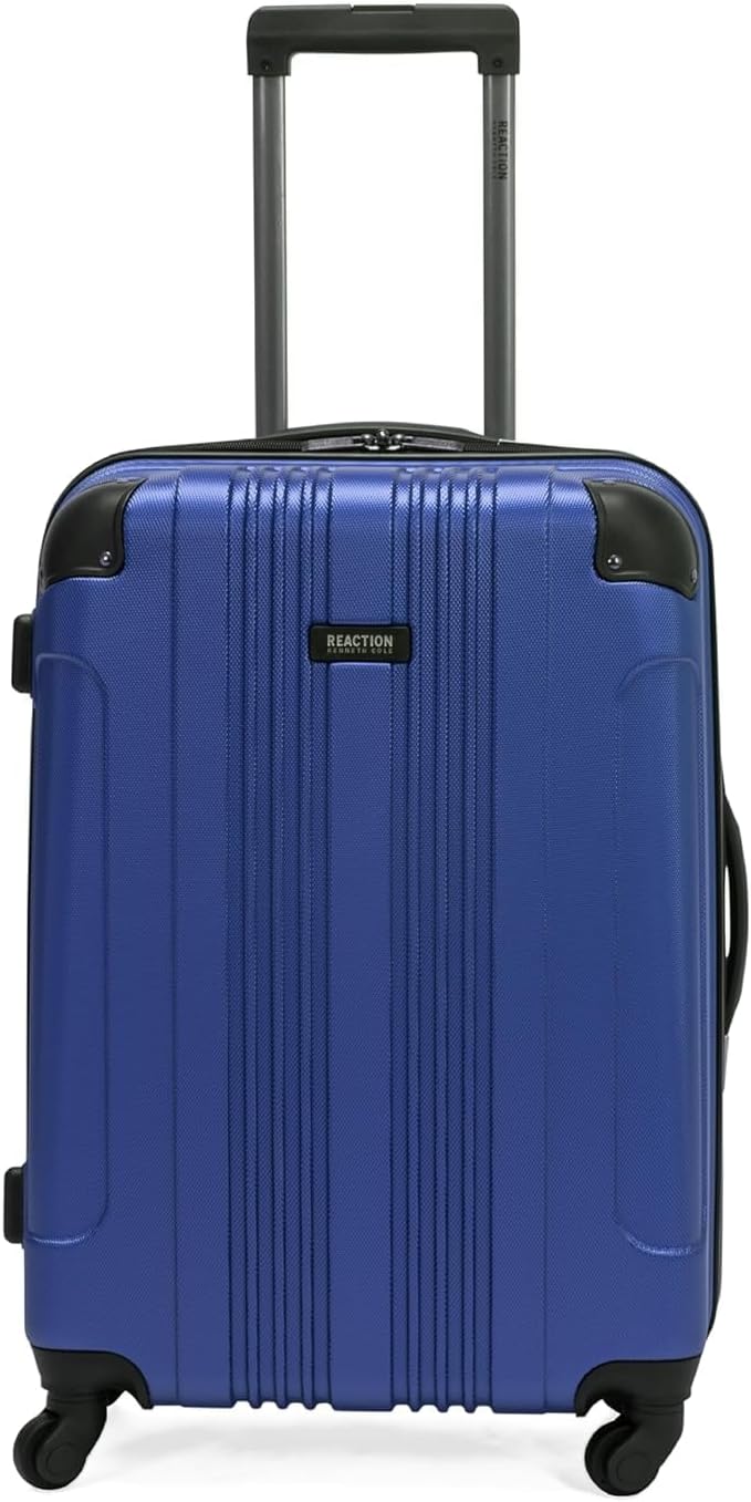 Kenneth Cole REACTION Out of Bounds Lightweight Hardshell 4-Wheel Spinner Luggage, Cobalt Blue, 24-Inch Checked
