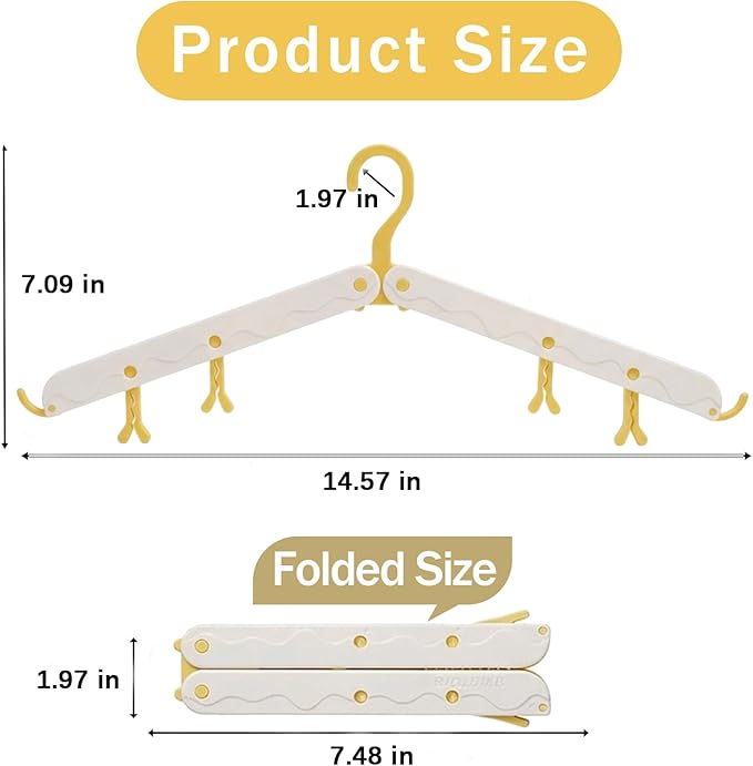 10 Pcs Modular Folding Travel Hangers (Beige/Red), MAX Space Saving Collapsible Hangers for Cruise, RV, and Luggage | Durable Two-Tone Set (Beige/Yellow)