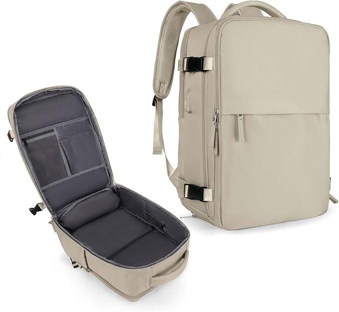 coowoz Carry On Backpack Women Men Travel Backpack Airline Approved Laptop Backpack Sport Rucksack, B-khaki, L, Rucksack